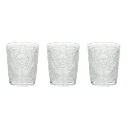   Set 3 Bicchieri in vetro trasparente linea Savoia da 320 ml. Lavabili in lavastoviglieMisure:diametro: 8 cmaltezza: 10 cmcapac
